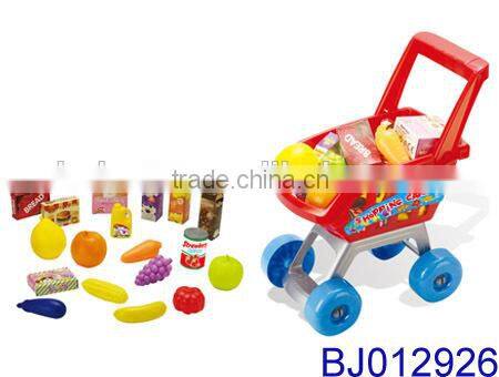 Fashion kid toy funny plastic shopping cart supermarket shopping trolley