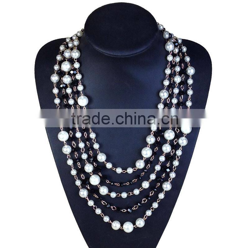 European And American Vintage Crystal Pearl Multilayer Exaggerated Alloy Chain Necklace