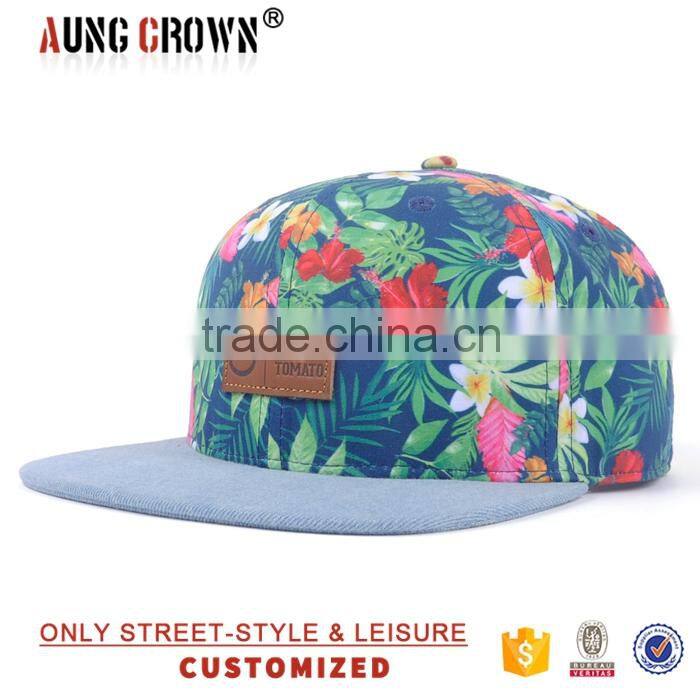 promotional snapback hat/wholesale fashion hat/floral snapback hat