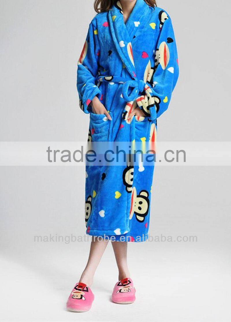 Cheap ladies' Printed flannel bathrobes