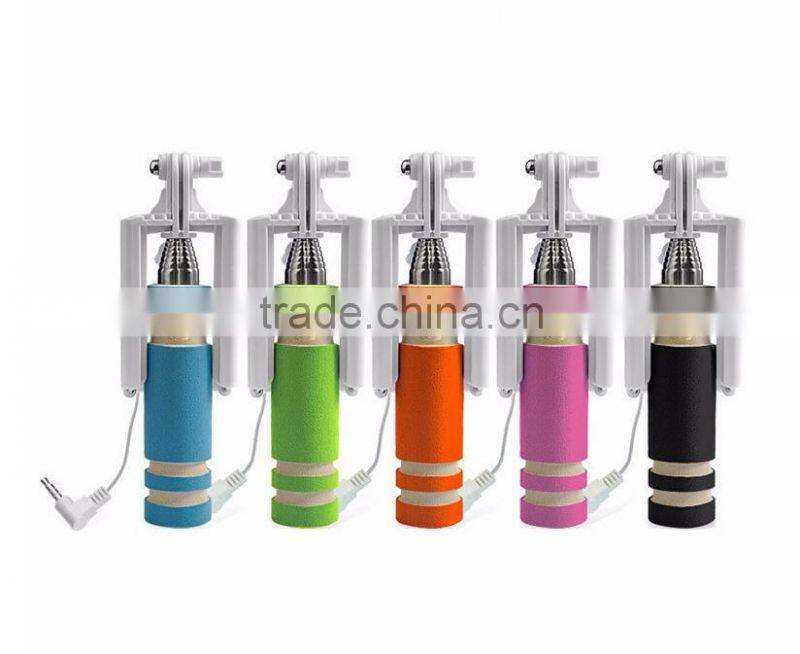 Close to 14cm Mini Wired All In One Selfie Stick For iPhone 6 Plus 5 5s 4s IOS for Samsung Android