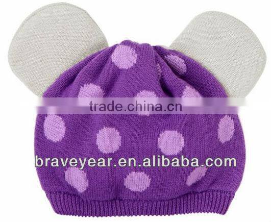 100% cotton cute cat animal knitted hat for children