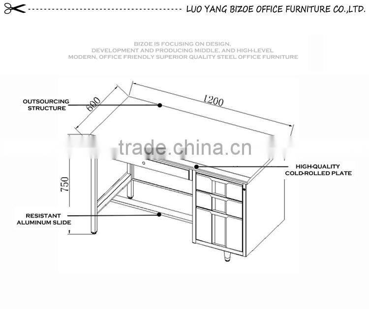 high quality standard four drawers office table with lock