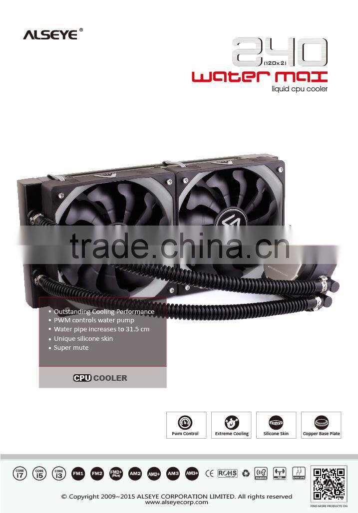 Alseye Liquid Cooler WaterMax120 for cpu i7 laptop cooling pads with 12025 pc case fan with PWM connector