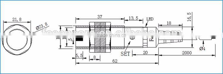 M18 5M through-beam photoelectric sensor with CE