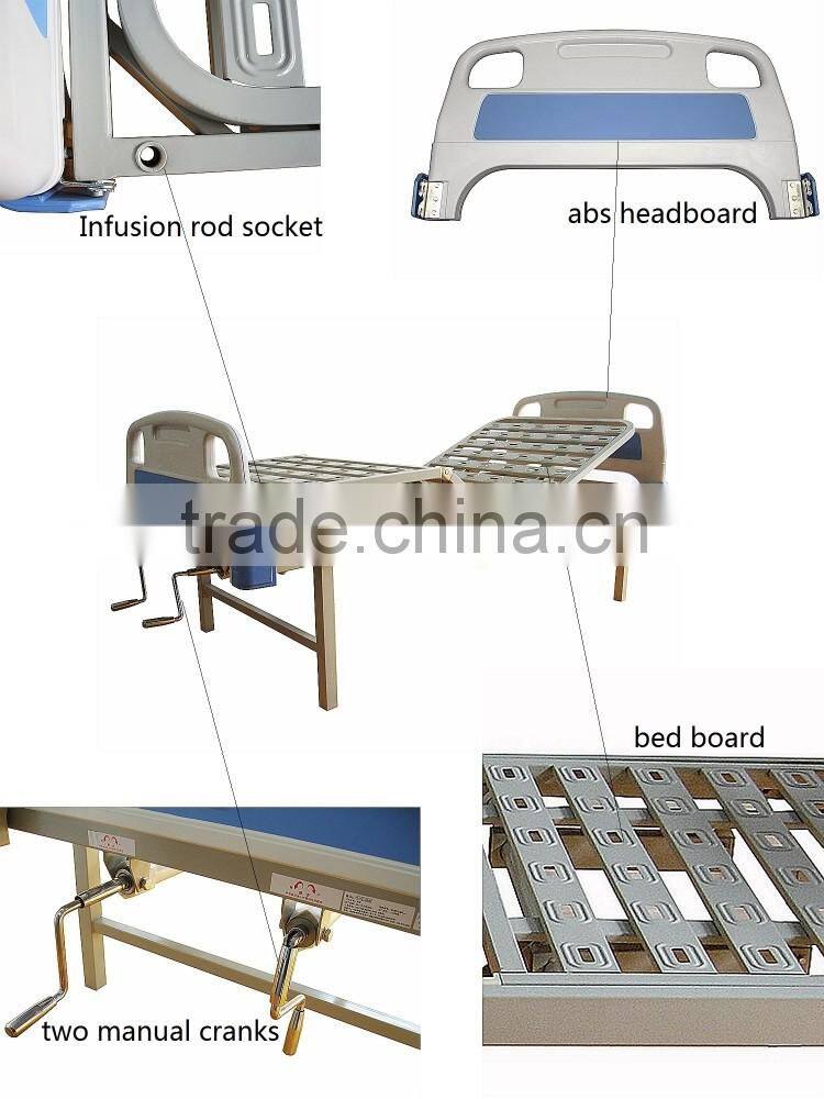 Normal Safe ABS Two Crank Cheap Manual Hospital Bed With Casters