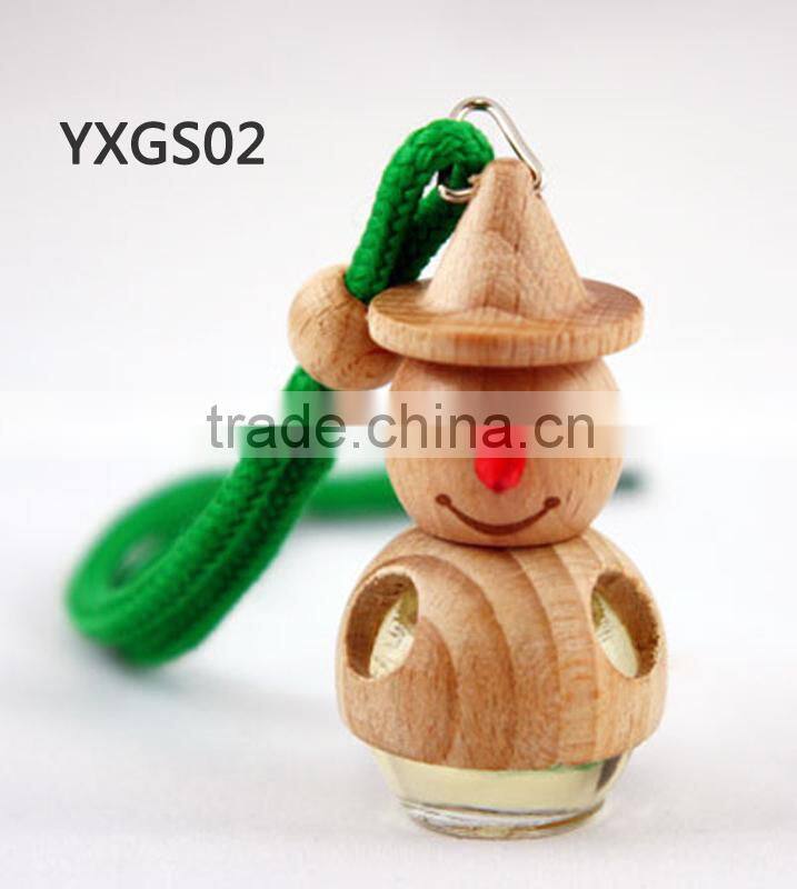 Hot Sale glass bottle hanging car perfume with wooden cap,Car Air Freshener
