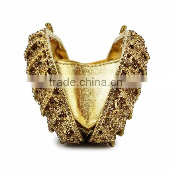 hard metal box gold stone clutch evening bag pumpkin woman handbags fashion ladie fancy purses(8792A-G)