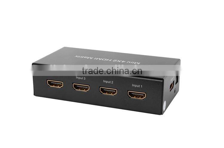 LINK-MI LM-MX03 Full HD 1080p 3D Audio Video Mini 4X2 HDMI Matrix Splitter