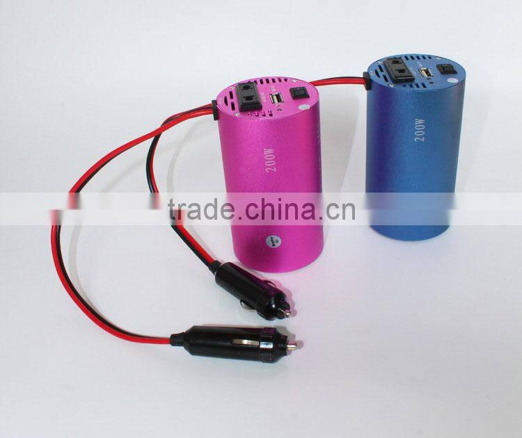 DC 12V/24V input voltage and AC 220V output 200W car power inverter with USB port