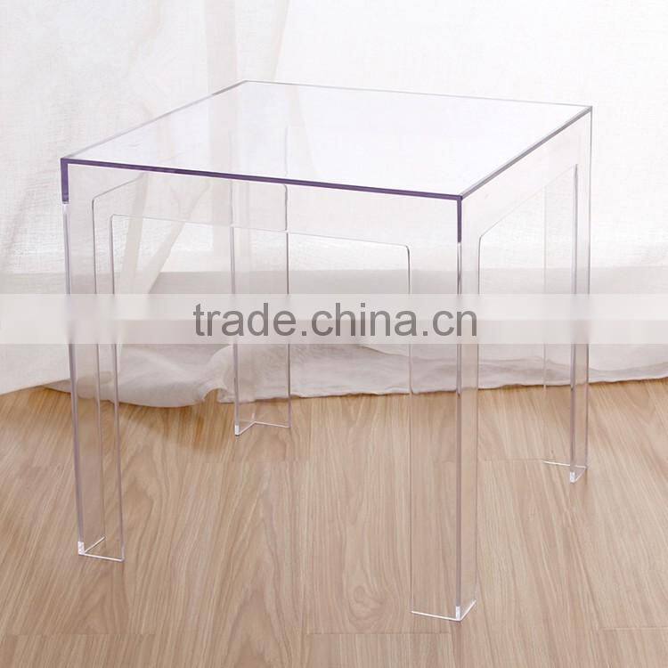 High transparent online shopping customized acrylic square table hot sell