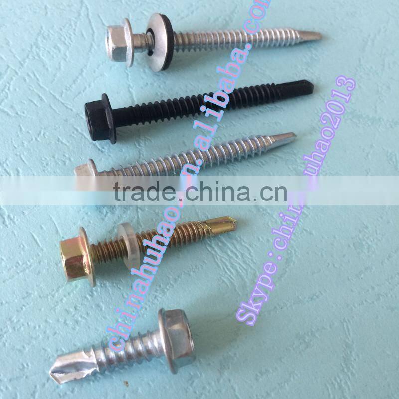 AS 3566 Indented Hex Flange Washer Head Double Thread Grip on Shank BSD Thread EPDM Washer Self Drilling Screw