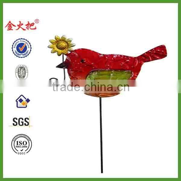 Jinhuoba fashion metal red bird stake with deco garden for sale