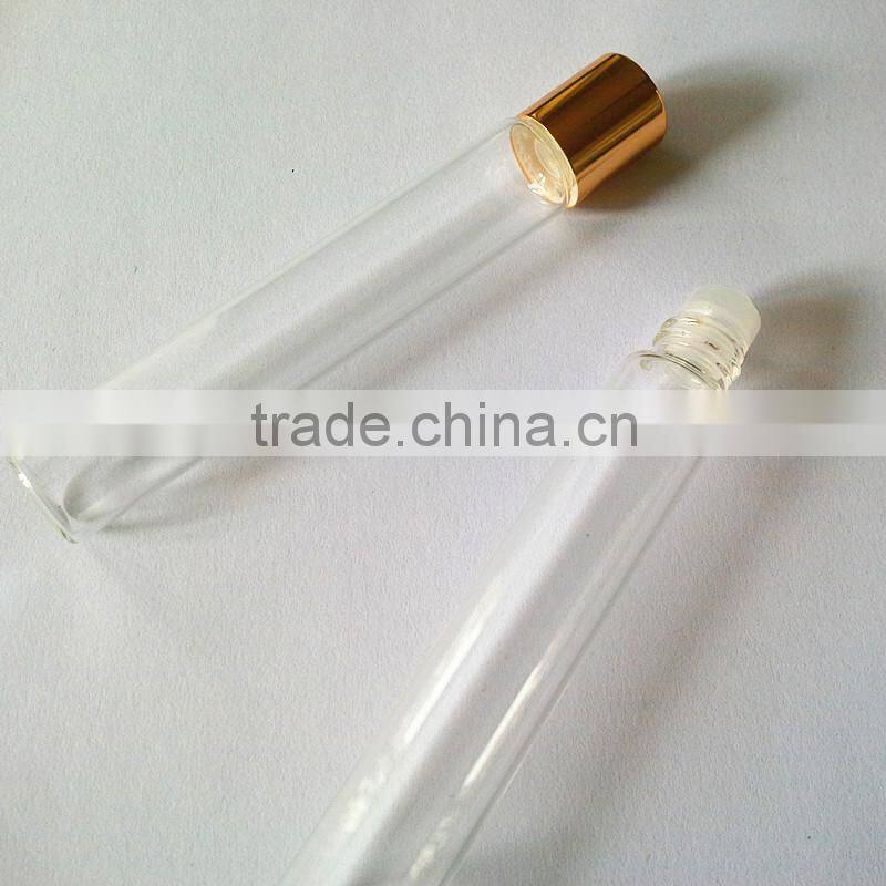 China glass packing factory offer 5ml,10ml,15ml tubular glass vial for perfum and essential oil bottle with roller ball