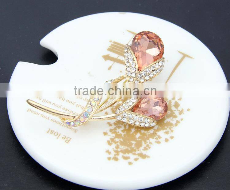 2015 wholesale colorful gemstone imitation korea latest fashion safety pin flowers and brooches for party dress