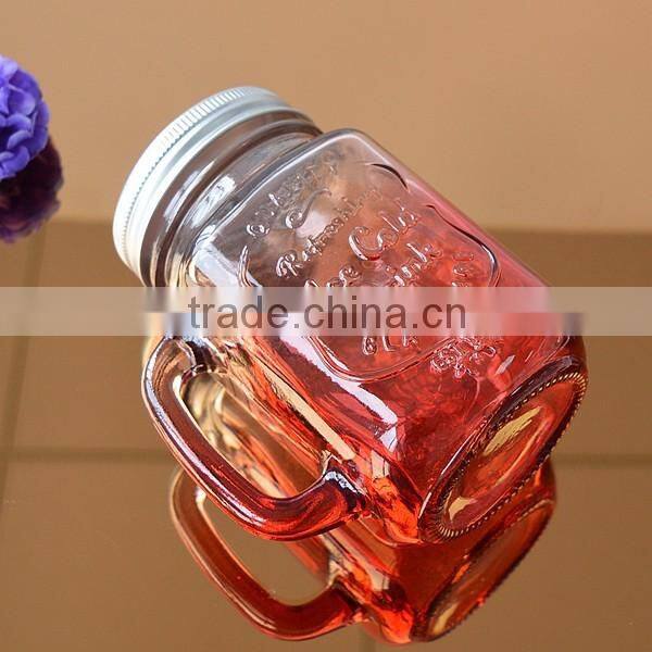 Gradient color mason jar with lid and straw