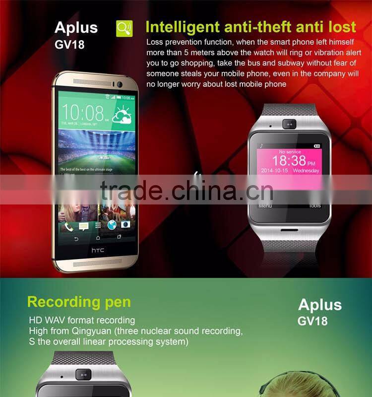 GV18 Smartwatch Bluetooth Sport Fitness Pedometer Camera Clock Bracelet Touch Screen Smart Watch Android Mobile Cell Phone