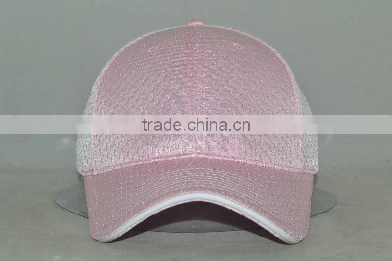pink mesh blank cap with white sandwich bill 6panels beseball cap