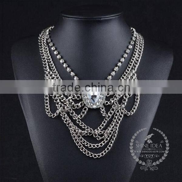 high quality vintage style rhinestone chunky statement necklace tin alloy fashion women pendant necklace 6390121