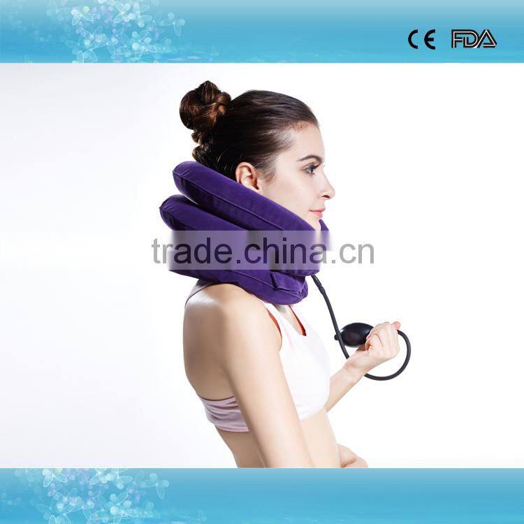 Comfortable full flannel travel neck pillow cervical collar portable inflatable cervical traction apparatus