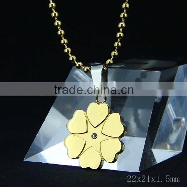 Fashion Flower Metal pendant with diamond for ladies