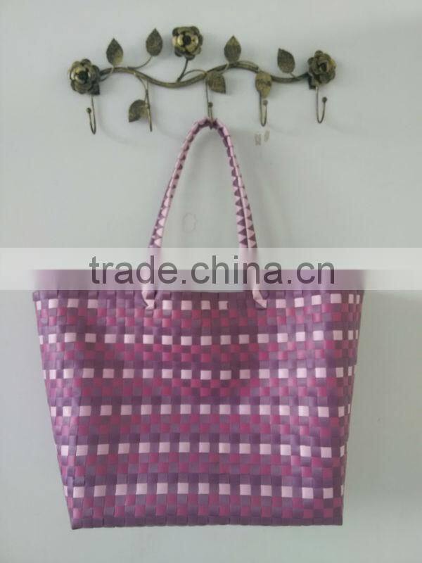 PP stripes straw handbag