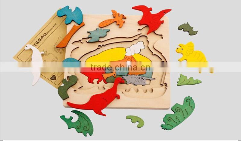 Wooden toy colorful jigsaw puzzles multi layer story puzzles educational puzzle for preschool children