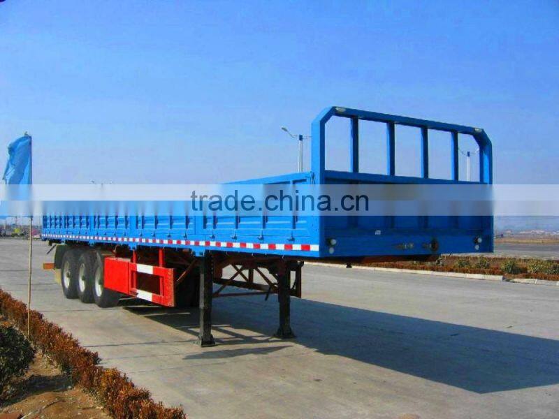 China factory 3 axle side wall semi trailer/ 40ft flatbed container trailer / bulk cargo trailer truck for sale