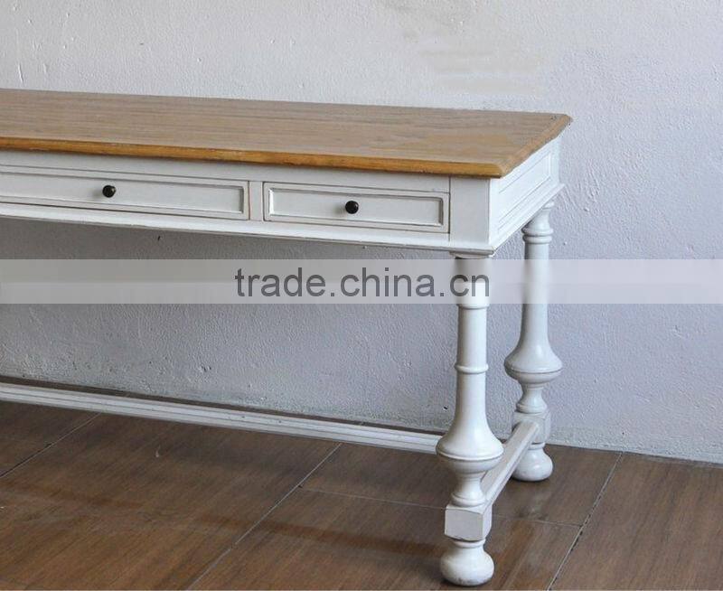 Spanish style wooden rectangular living room console table with antique finishing workmanship