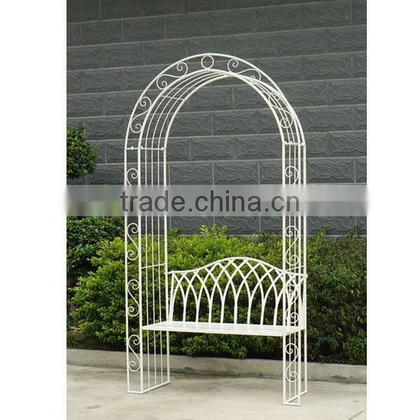 Garden Wrought Iron Pastel Green Garden Arch Outdoor Archway With Bench