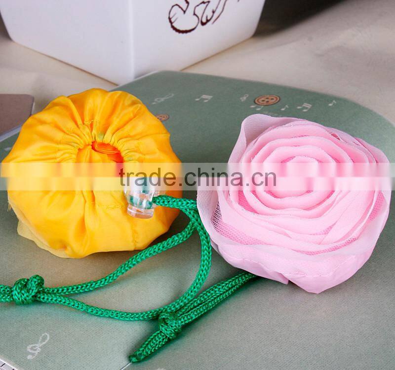 Folding dacron polyester tote bag for shopping with infront rose pocket/briefcase tote bag