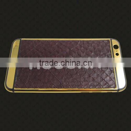 For iphone6 leather gold plated housing, gold housing with groove stick leather housing for iphone6