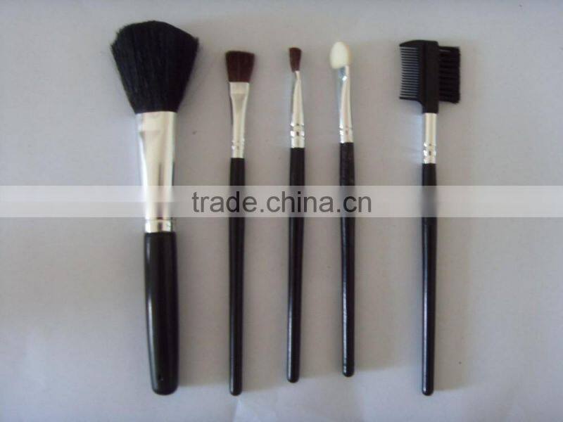 Wholesale wooden Makeup Brushes 5pcs Cheap Make Up Kits with pvc bag