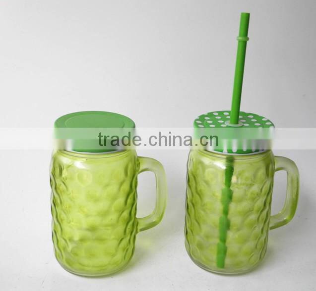 faceted circleware wonderful time green glass cold drink mug