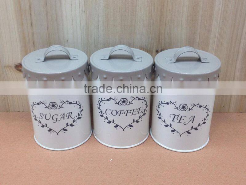 New Stylish Airtight Metal Tin Tea Coffee Sugar Canister Storage Bin with Flower Lid