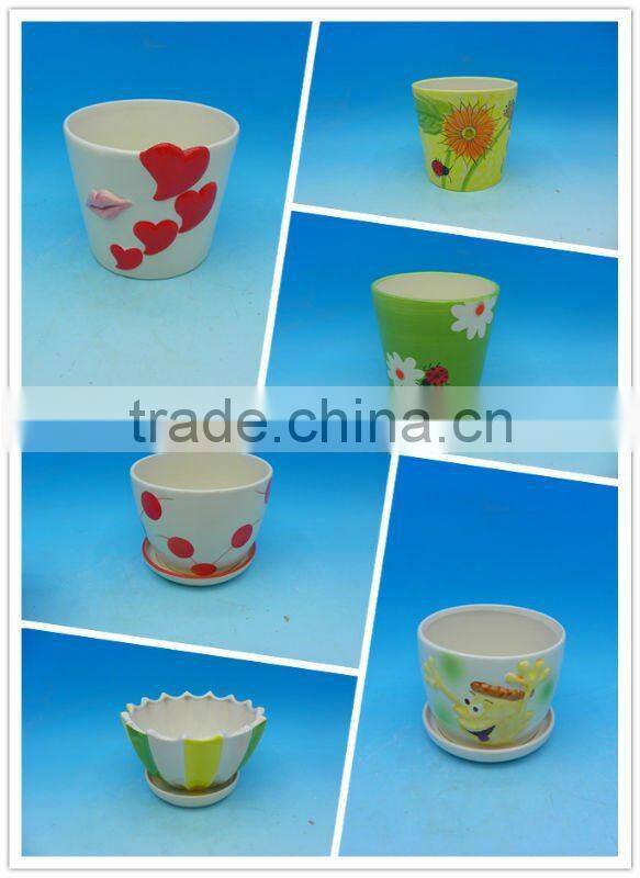 Indoor colorful round ceramic flower pot