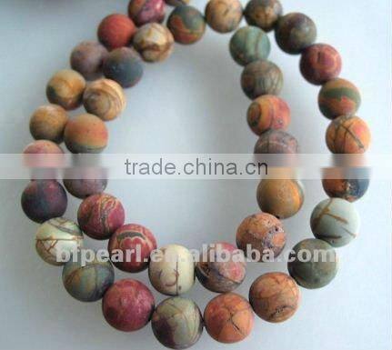 wholesale matte 16" 10 rondelle Picasso jasper beads