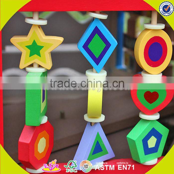 wholesale wooden multifunctional String Beads toy,lovely kid cubic bead toy,Educational cubic bead toy for baby W11B061