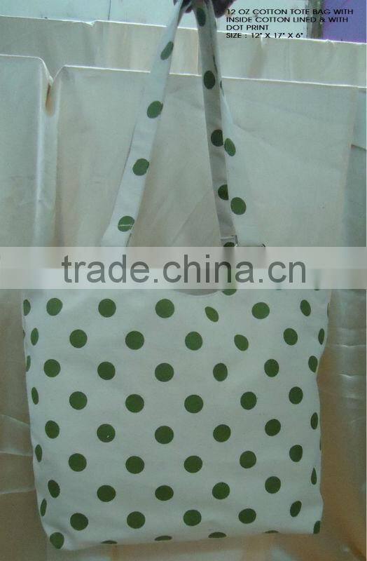 Cotton tote bag with dot print