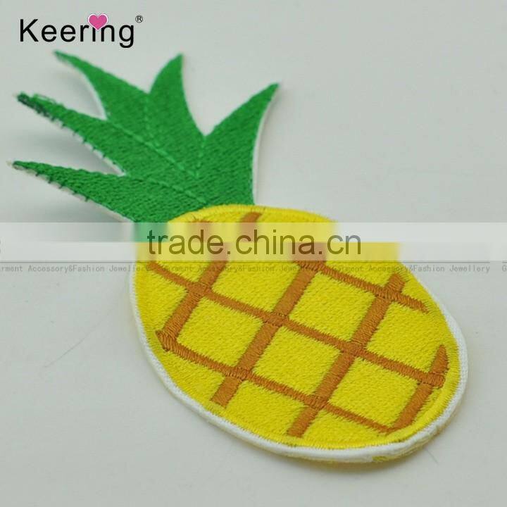 Bright-colored pineapple fruit embroidery textile patch WEF-061