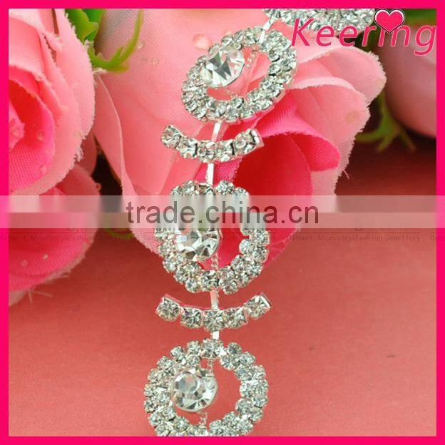 Clear Rhinestone Pearl Chain Dress Costume Trim Silver Fashion chain WRC-276