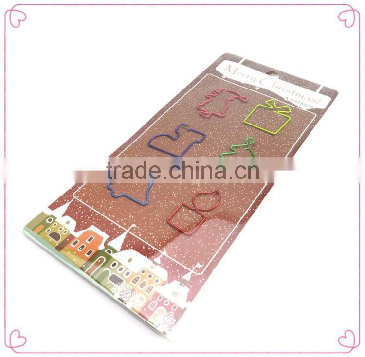 Facoty supply christmas gift box shape metal paper clips