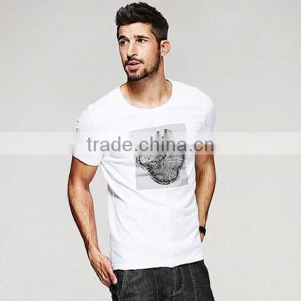 Cotton/spandex man black t-shirt fit mens printing t-shirt