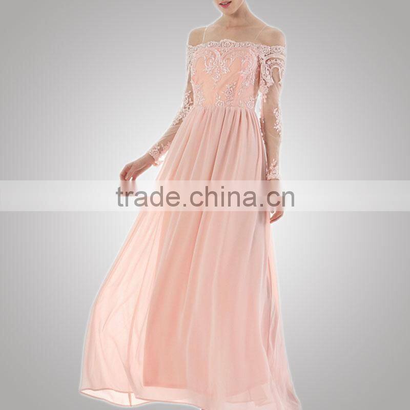 Latest Design Fashionable Preppy Style Evening Dress Long Sleeve Women For Youth