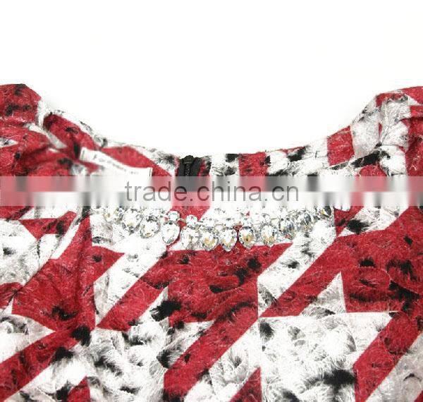 Fashion jarquard crochet ruffle bottom long sleeves high quality direct manufacturer ladies blouse hot style