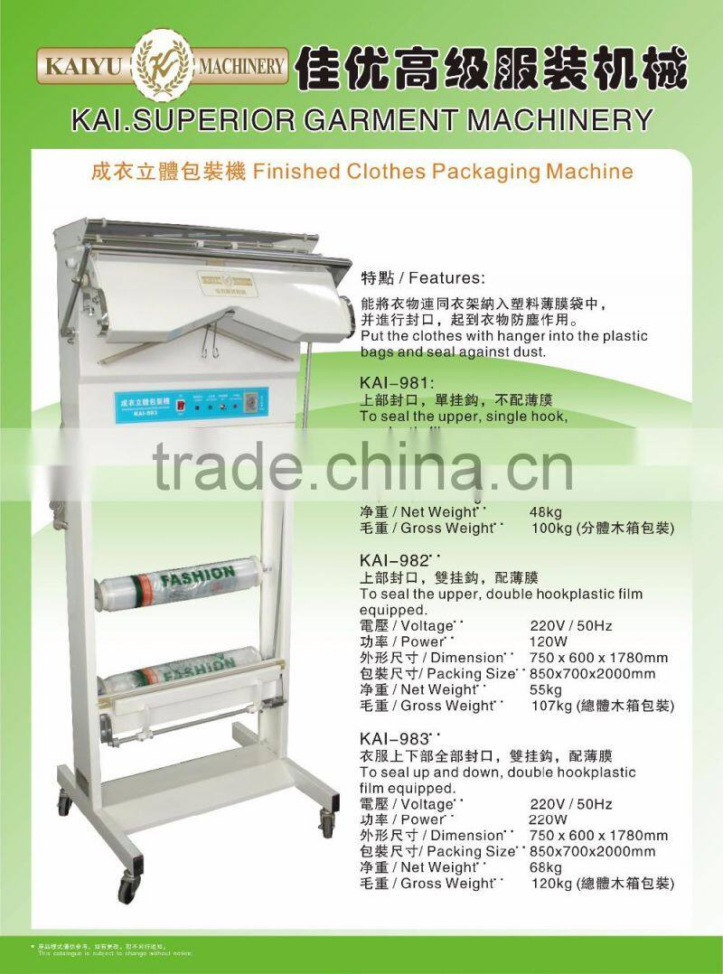 KAI-981 Finished Clothes Packaging Machine With Single Hook