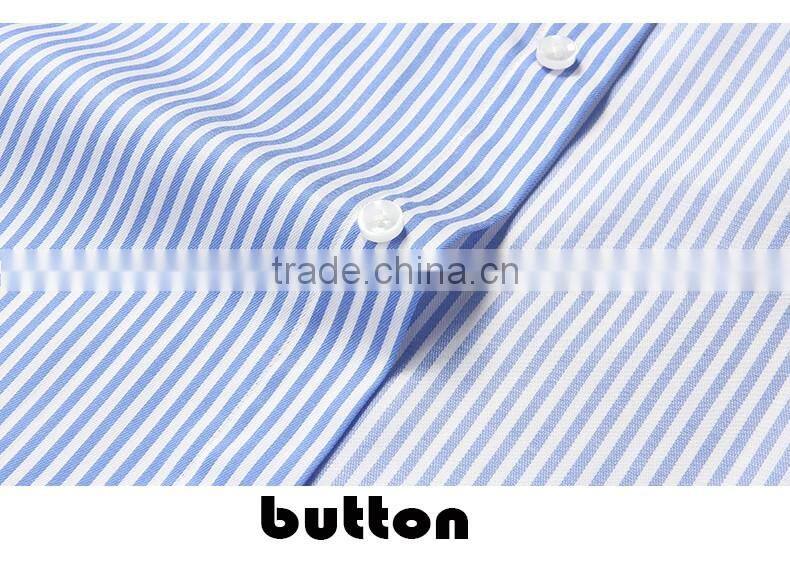 SZXX Hot Sale Manufacturer Blue Stripe Wrinkle Free Mens Shirts