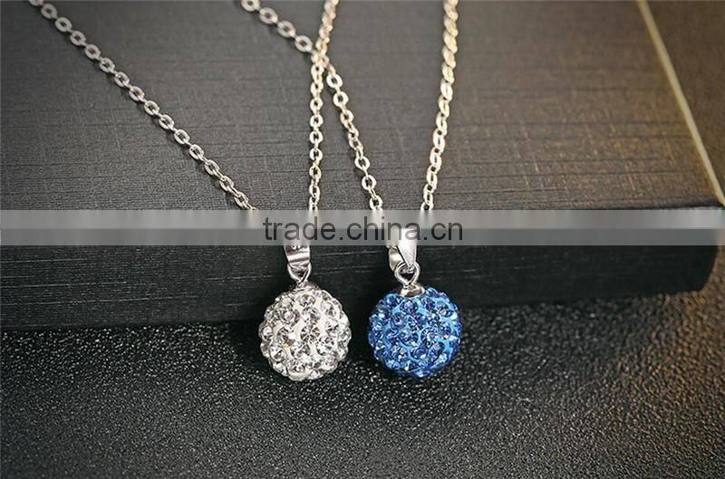 925 sterling silver fresh rhodium plated ball shape pendant necklace