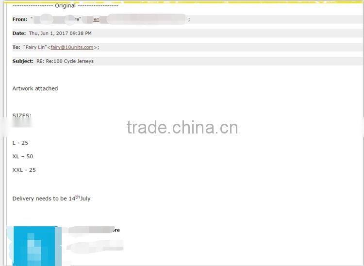 New arrival 2017 plus size breathable coolmax cycling jersey for club/event