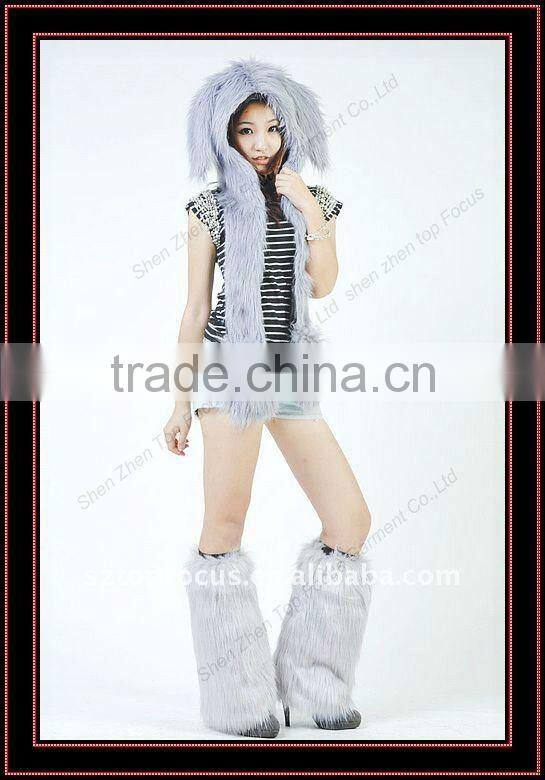 FASHION WINTER ANIMAL HAT WITH FLUFFY LEG WARMER SET